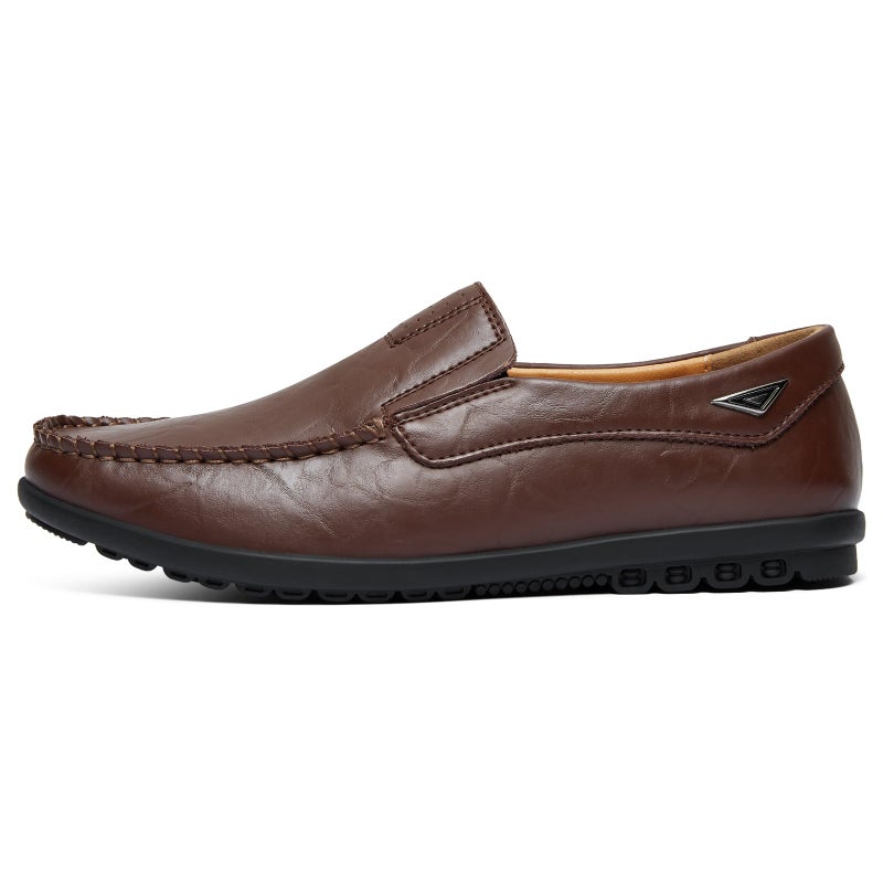 Go Tour Men's Premium Genuine Leather Casual Slip on Loafers Breathable Driving Shoes Fashion Slipper A Dark Brown 12/49 - Image 4